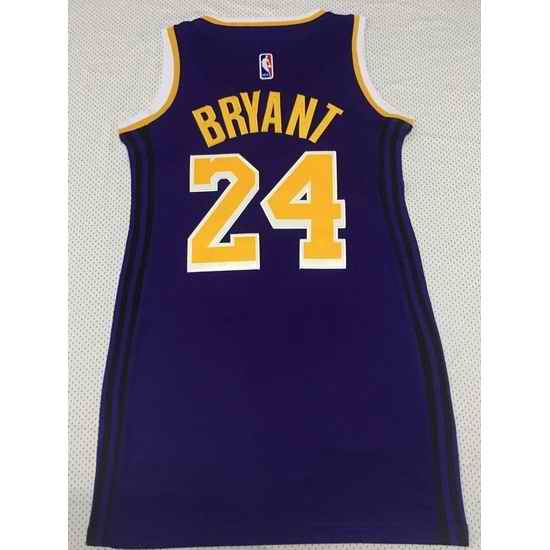 Women Los Angeles Lakers 24 Kobe Bryant Dress Stitched Jersey Purple II